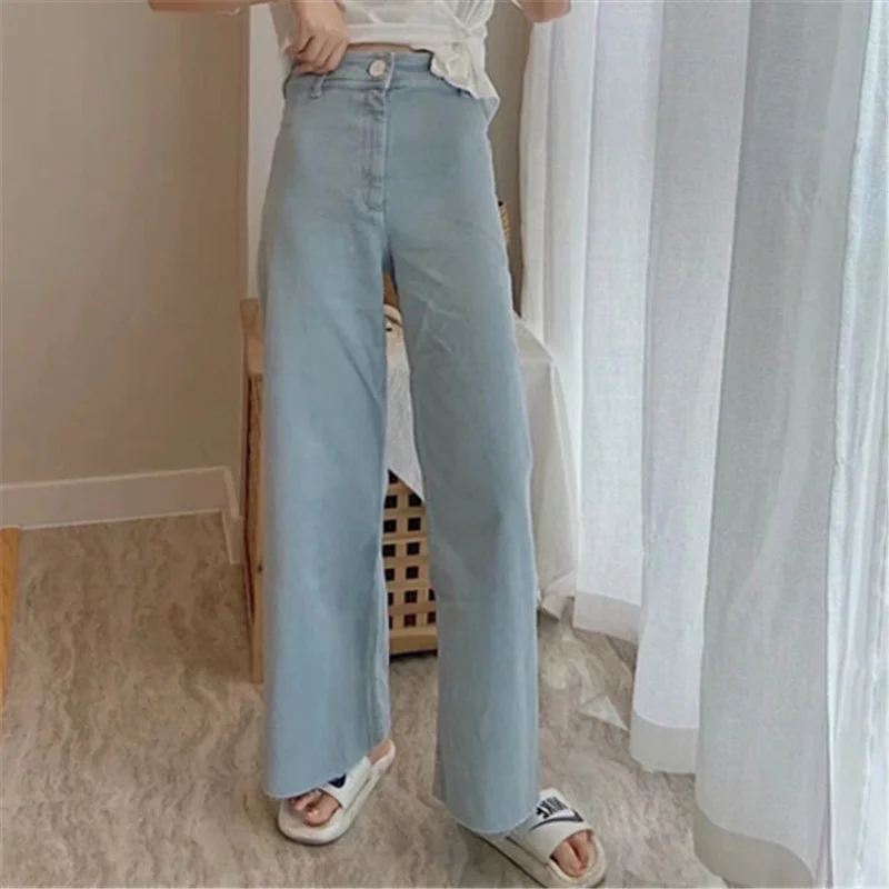 

Women High Waist Jeans Vintage Casual Zip Loose Full Length Wide Leg Denim Pants Female Autumn Green Jeans Pants Streetwear