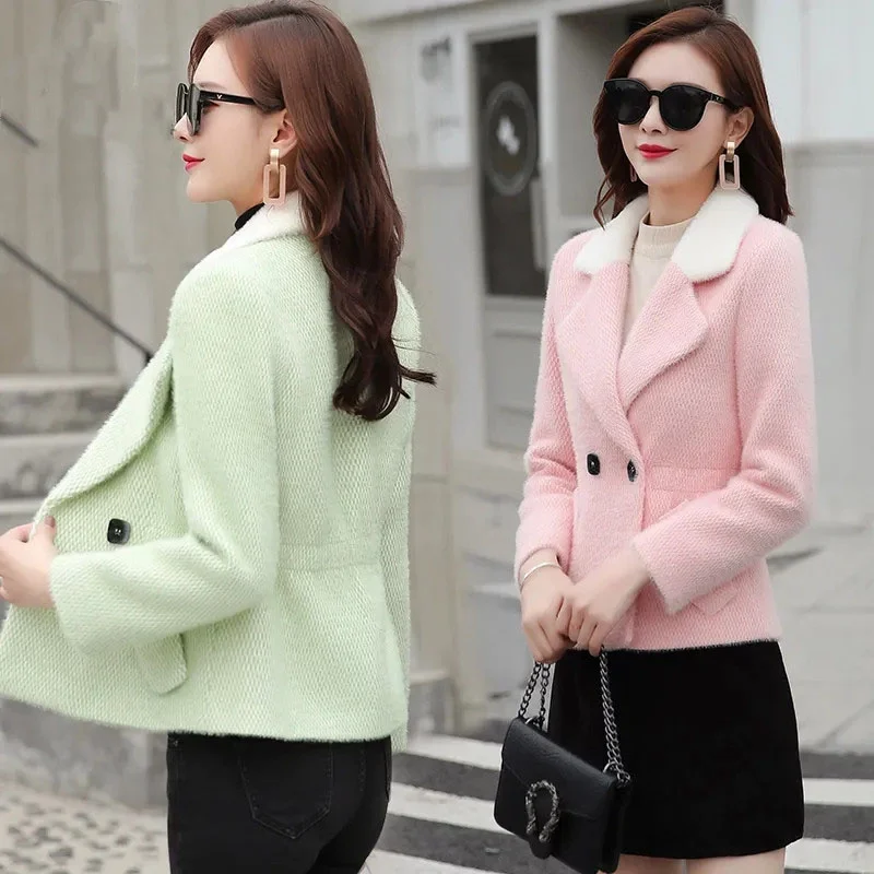 

Autumn Winter New Women Jacket Imitation gold mink velvet Woolen Coat Women Loose High Quality Elegant Wool Coats Jackets Lady