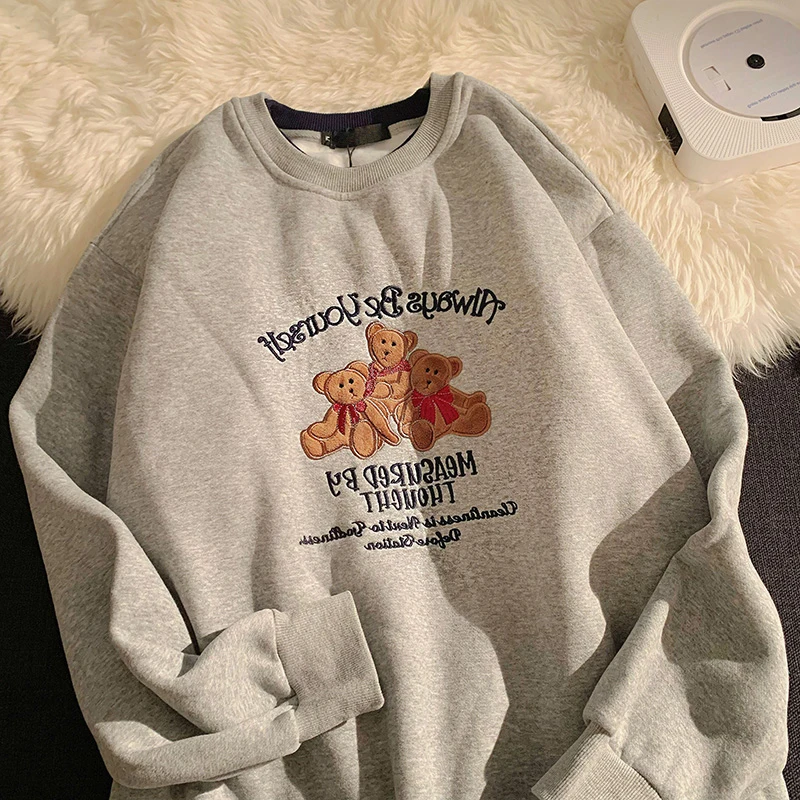 

Women's Pullover Tops Japanese Kawaii Ulzzang Cartoon Little Bear Print Loose Female Korean Harajuku Clothes For Women