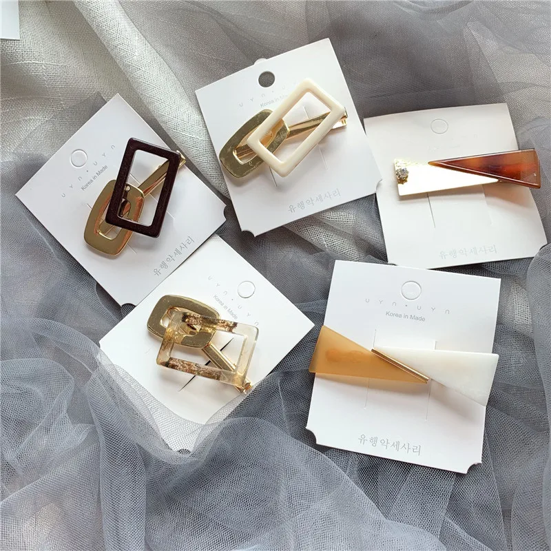 Ins новые модные геометрические заколки для волос девочек прямоугольные сплав