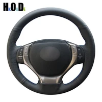 diy hand stitched black pu artificial leather car steering wheel cover for lexus es250 es300h gs250 gs300h rx270 rx350