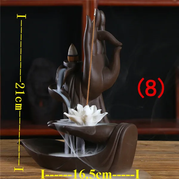 Buddha Lotus 8 24 вида креативный держатель для благовоний керамический обратный поток водопад дымовая курильница домашний декор Teaho использование - Цвет: Buddha Lotus 8