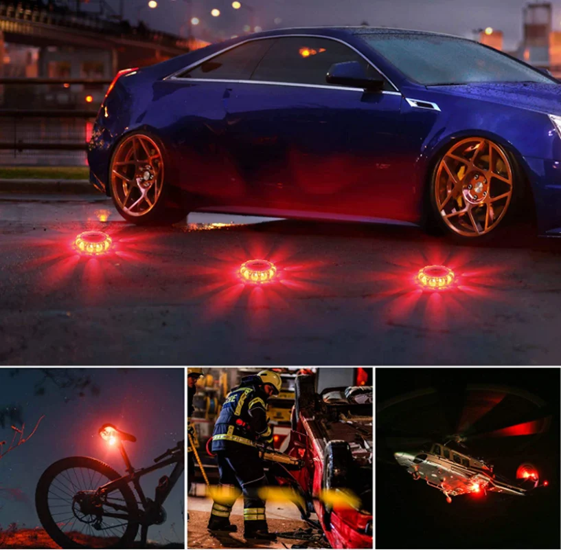 9PACK USB Rechargeable LED Road Flares Emergency Lights-Roadside Warning Car Safety Beacon Flashing Disc Flare Kit Pack | Лампы и