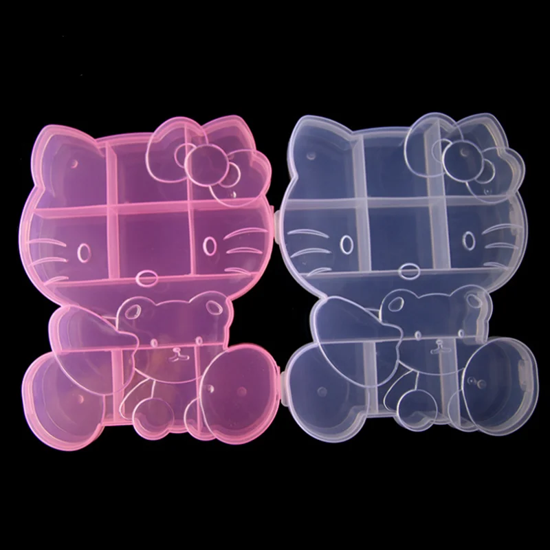Мультяшная hello kitty прозрачная пластиковая коробка для хранения ювелирных изделий шкатулка Органайзер держатель Шкафы для мелких предметов