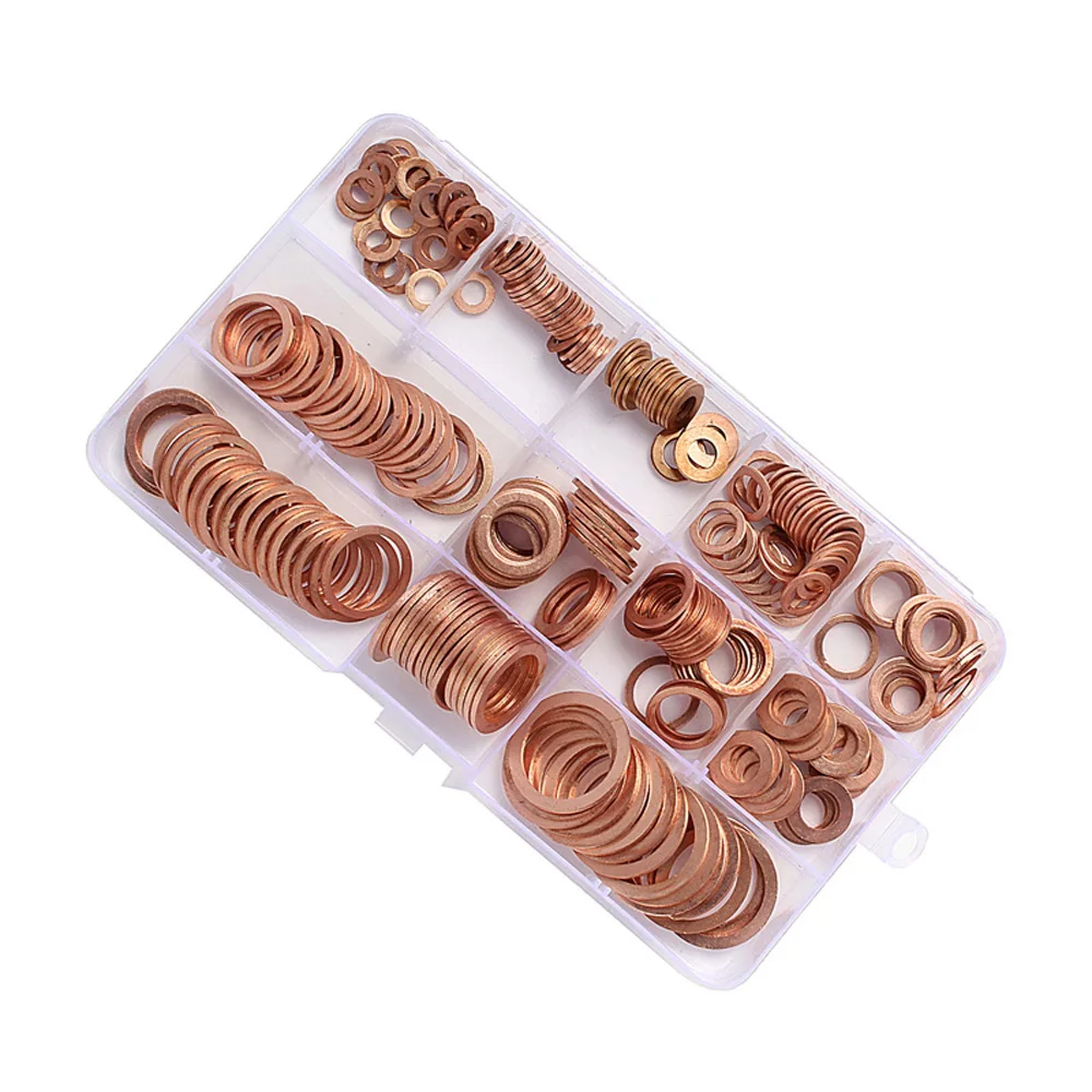 

280pcs Set Car Drain Bolt Crush Washer Copper Oil Plug Gasket Seal Ring