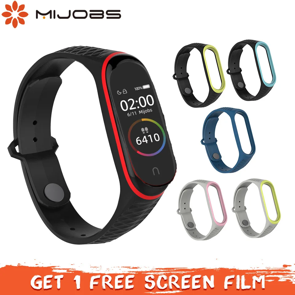 Mi jobs mi Band 3 ремешок для mi band 4 ремешок спортивный силиконовый браслет на запястье для Xiaomi mi Band 3 4 аксессуары браслет