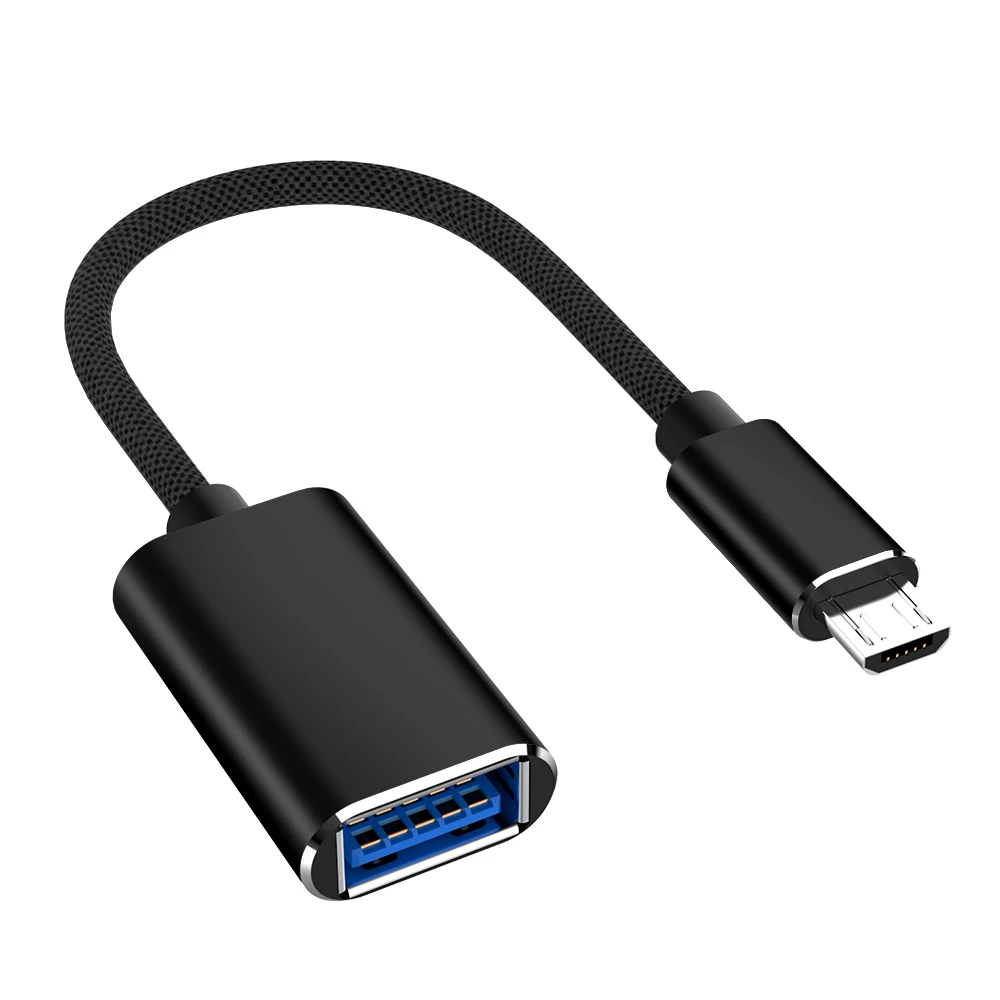 Черный Micro USB OTG кабель Android USB мужчина к USB 3,0 Женский металлический конвертер для samsung huawei U диск мышь USB3.0 Micro USB к OTG - Цвет: Черный