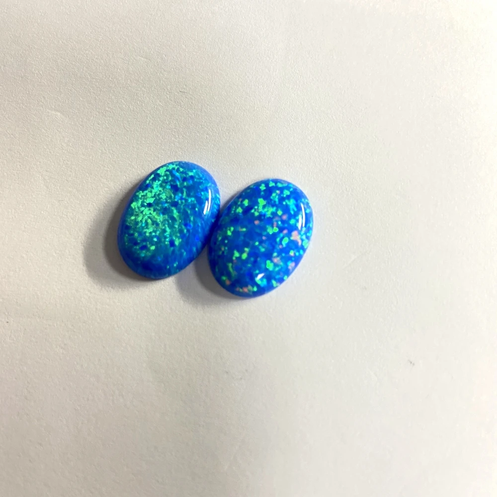 

Lab Created Opal gemstone OP05 Oval 18x13mm Dark Blue fire Opal flatback cabochon beads stone for ring making