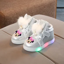 Mickey Minnie Children's Led Sneakers Girls Glowing Kids Shoes for Girls Luminous Girls Sneakers Baby Kid Shoes with Backlight S