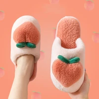 2021 new fashion autumn winter cotton peach slippers house indoor winter warm shoes women cute plus plush slippers