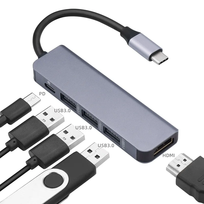 Typt-C type C концентратор USB USB3.1 с HDMI 5 в 1 комбинированный 2 USB3.0 портами SD TF кардридер