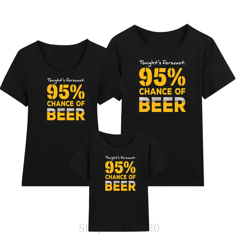 BEER FORECAST 95% chance of beer Рубашки для девочек-подростков Одежда мамы и сына Одинаковые