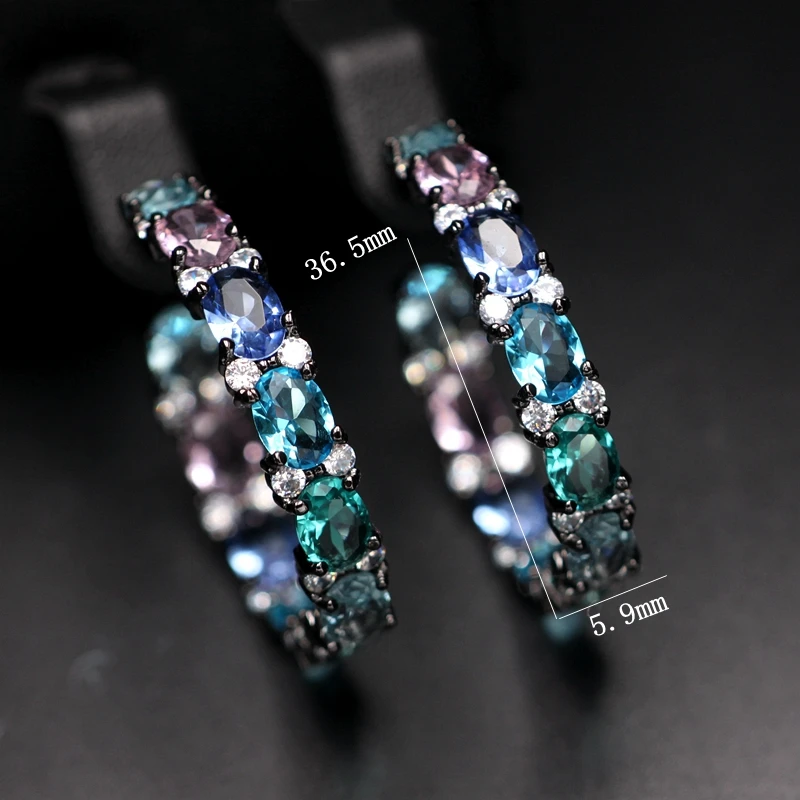 

Colorful Large Round Hoop Earring Pave Multi Colorful Cubic Zirconia Vintage Clear Crystal Glass Earrings Women Fashion Jewelry