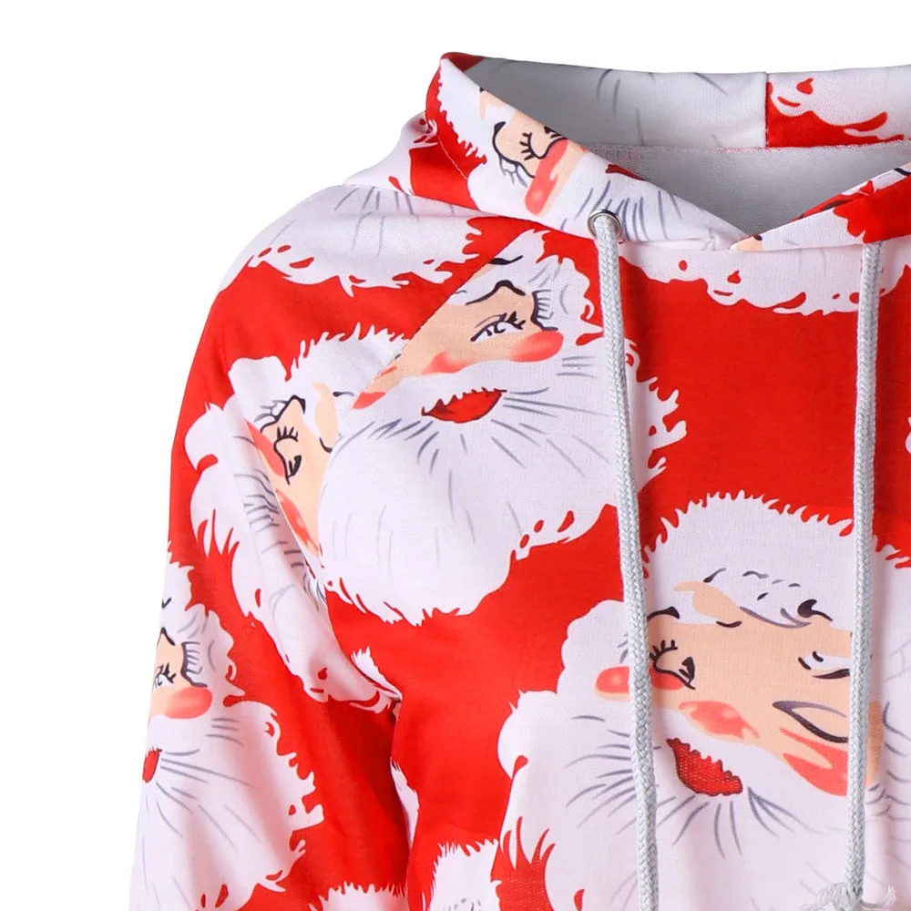 Новая мода 3D принт Санта Клауса женские толстовки с длинным рукавом