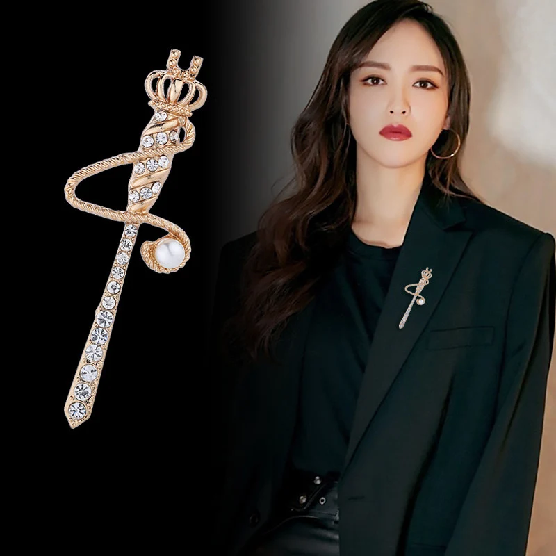 Высококачественные броши в виде королевской короны с кристаллами и жемчугом