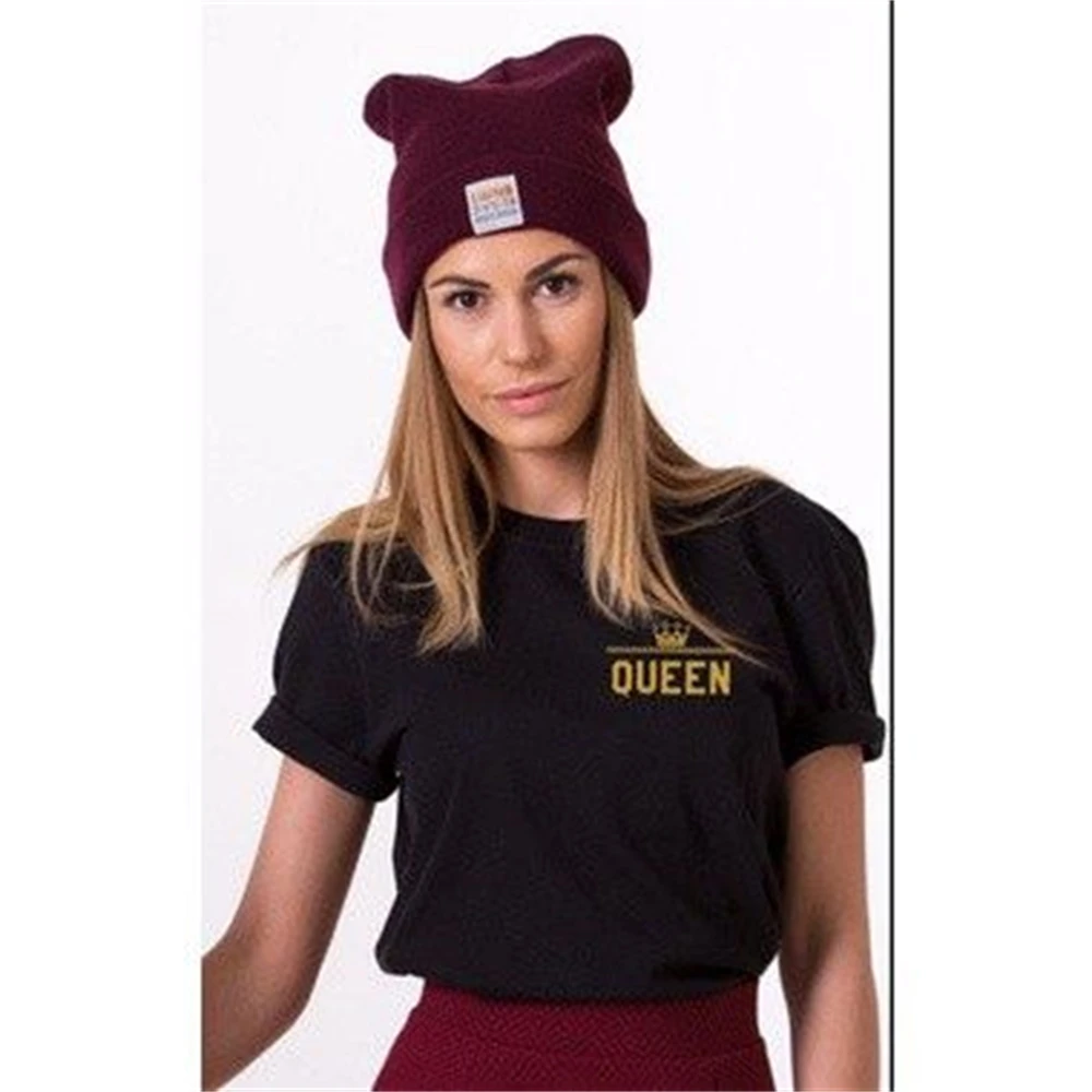 

Couple Short Sleeve O Neck Tshirt Summer Women Man Tee Shirt Tops Camisetas King Queen Letter Print LoversT Shirt