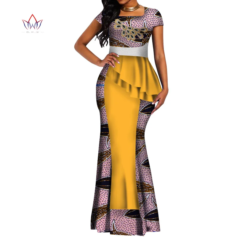 African Clothes For Women Applique Short Sleeve Wear 2021 Fall Pleated Christmas Long Dress Plus Size WY4778 | Тематическая одежда