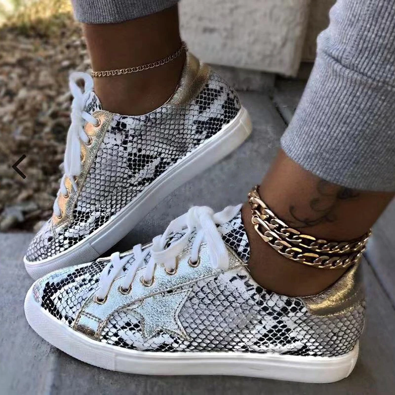 2019 Новая модная женская повседневная обувь на плоской подошве из искусственной