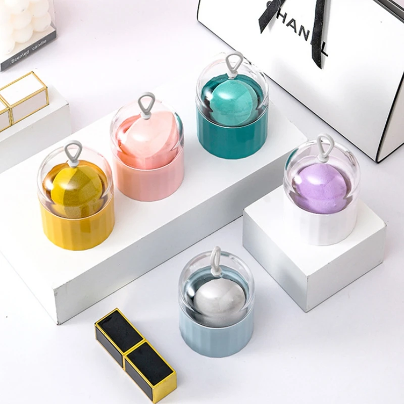 

2 Pcs Empty Transparent Puffs Drying Box Storage Case Portable Sponge Stand Cosmetic Rack Makeup Blender Puff Holder