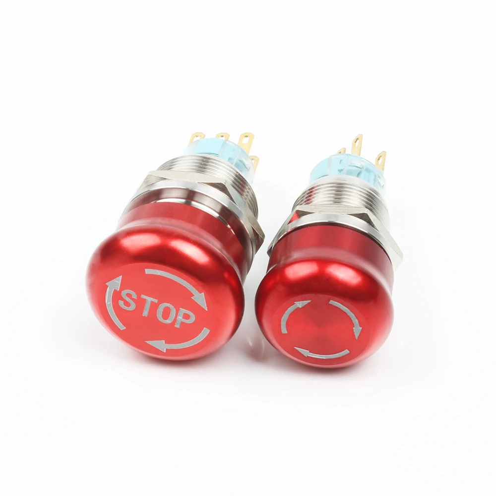 19 мм 22 металлический алюминиевый аварийный стоп кнопочный переключатель