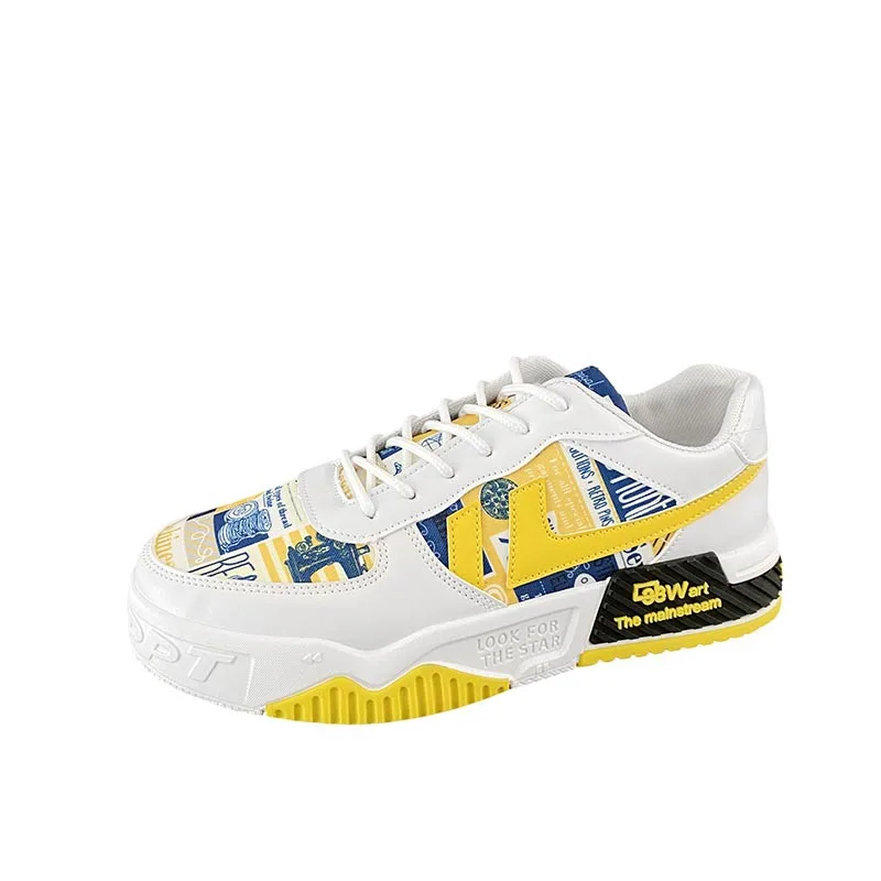 

2021 New Sneakers Thick Bottom Shoes Casual Sports Harajuku Ulzzang Men's Shoes Fashion Lace-Up Breathable Rubber Light