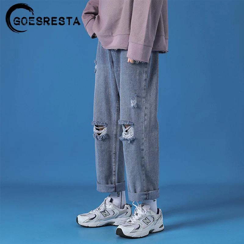 Джинсы с прорехами штаны для мужчин 2021 Новая мода на каждый день в японском ретро