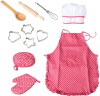 11pcs kids cooking and baking set kitchen deluxe chef set costume bakery accessories pretend role play kit apron hat suit