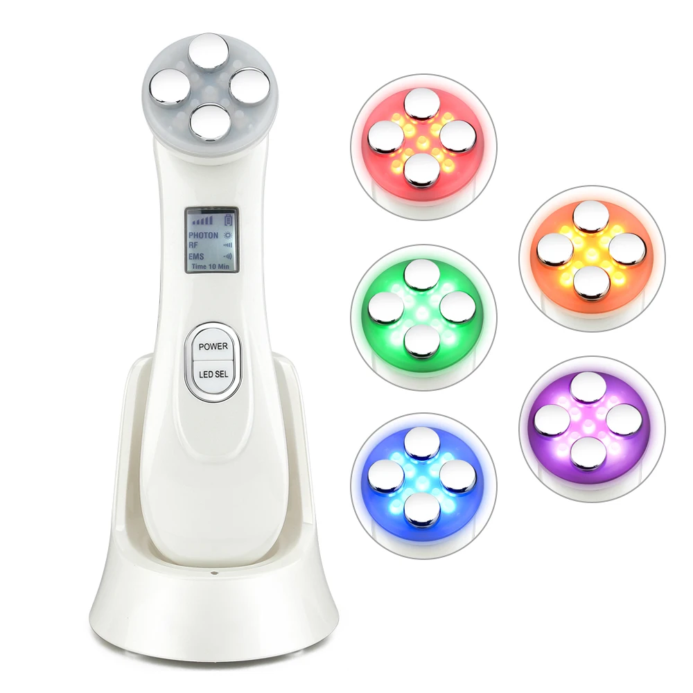 

Facial Mesotherapy 5 in 1 RF EMS Electroporation LED Photon Light Therapy Radio Frequency Face Massager Beauty Device Skin Care