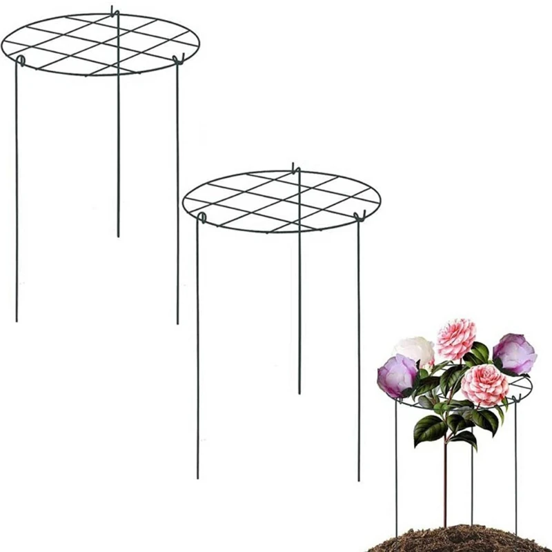 

P8DE Round Plant Support Stand Holder Brace Flower Supporter Cage Metal Garden Stake Strawberry Planting Frame Vine Pillar