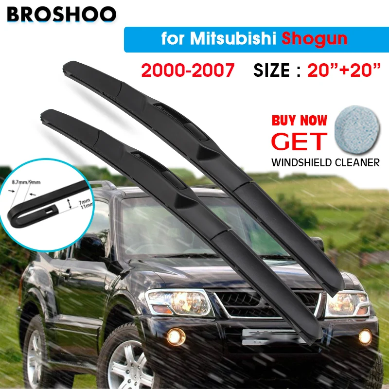

Car Wiper Blade For Mitsubishi Shogun 20"+20" 2000-2007 Auto Windscreen Windshield Wipers Blades Window Fit U Hook Arms