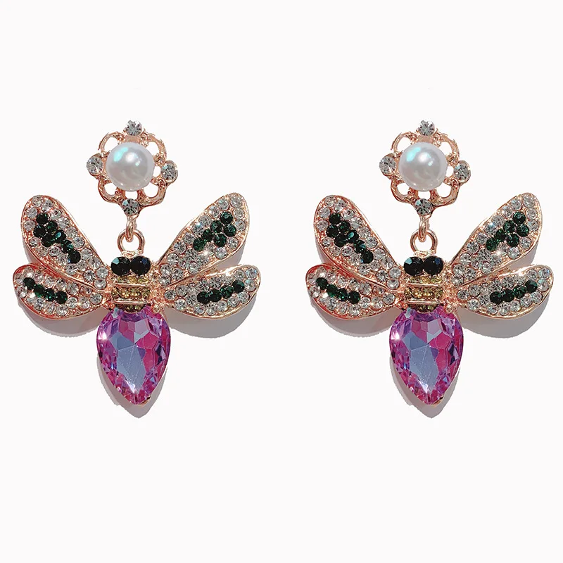 

Punk Exaggerate Crystal Bee Big Drop Earrings bijoux brincos mujer Party Jewelry For Women Vintage Fashion Insect Dangle Earring