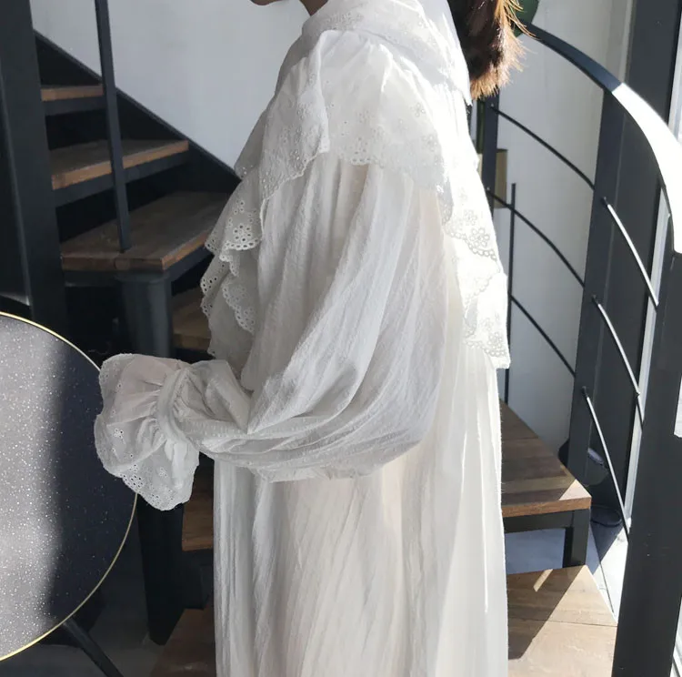 

WICCON 2021 New Autumn Women Vintage Loose High Waist Slim Was Thin Elegant Ruffle Stitching And Pleating Maxi Dress