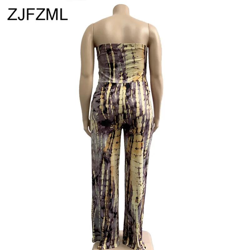 

Tie Dye Plus Size Jumpsuits for Women 2021 Backless Sleeveless Sashes Bodycon Sexy Party Club Rompers Summer One Piece Bodysuits