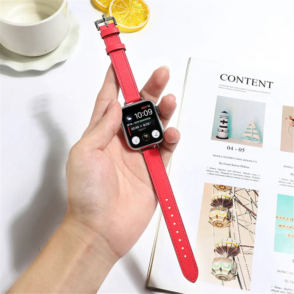 Тонкий кожаный ремешок Swift для Apple Watch 7 6 41 мм 45 женский браслет iWatch 5 4 3 SE Series 44 40 42 38 |