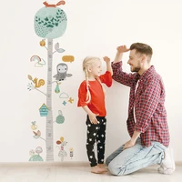 cute forest tree height measure wall sticker for kids room nursery child growth chart wall decal baby gift animal room decor