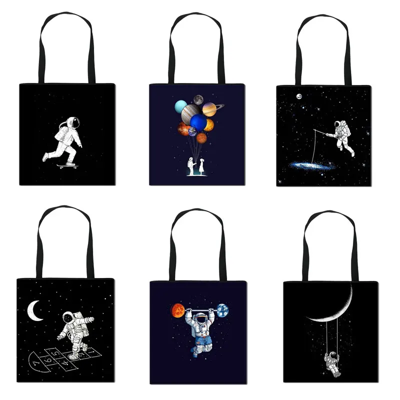 

I Love You To The Moon Fashion Printing Tote Bag Girls Casual Tote Foldable Shopping Bag Reusable Beach Bags