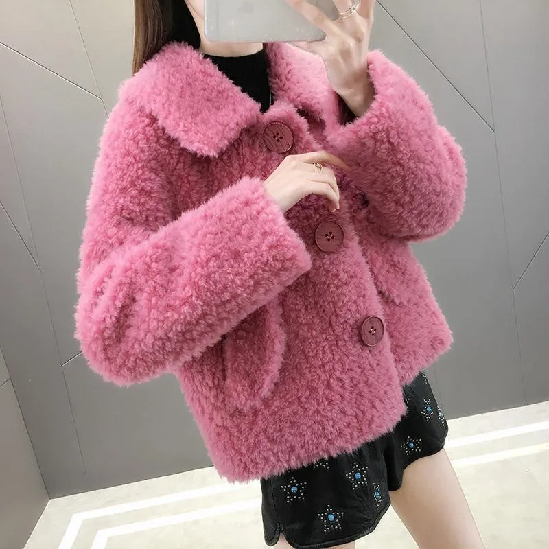 

Elegant Short Faux Lamb Wool Fur Coats Luxury Women's Teddy Bear Jacket Ladies Fake Fur Oversized Warm Winter Jackets Coats 2021