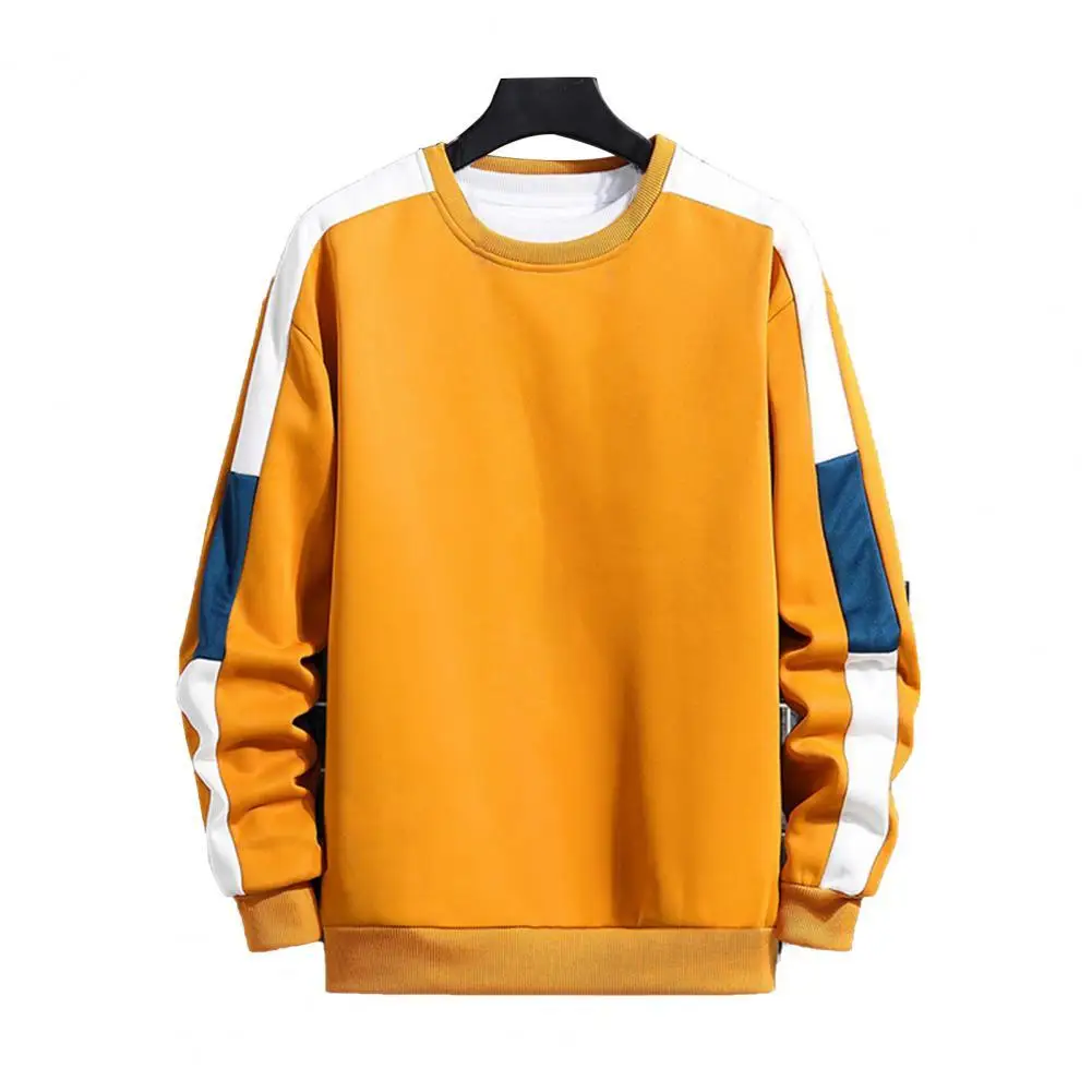 

Ventilation Pullover Hoodie Men Sweatshirt Loose Skin-friendly Polyester Long Sleeve Men Patchwork Sweatshirt for Daily Wear