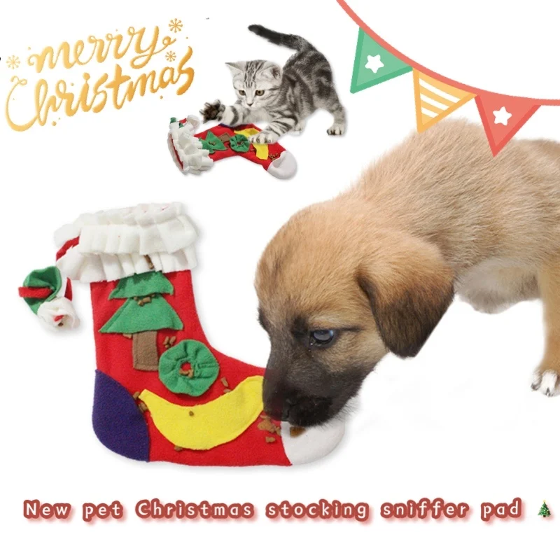 

2021HotSale Pet Olfactory Mat Plush Christmas Socks Olfactory Mat Dog Cat Olfactory Training Mat Anti-Bite Cleaning Dog Chew Toy