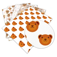 kawaii bear printed faux leather sheets synthetic leather fabric for hair bow bags shoes crafts 30136cm