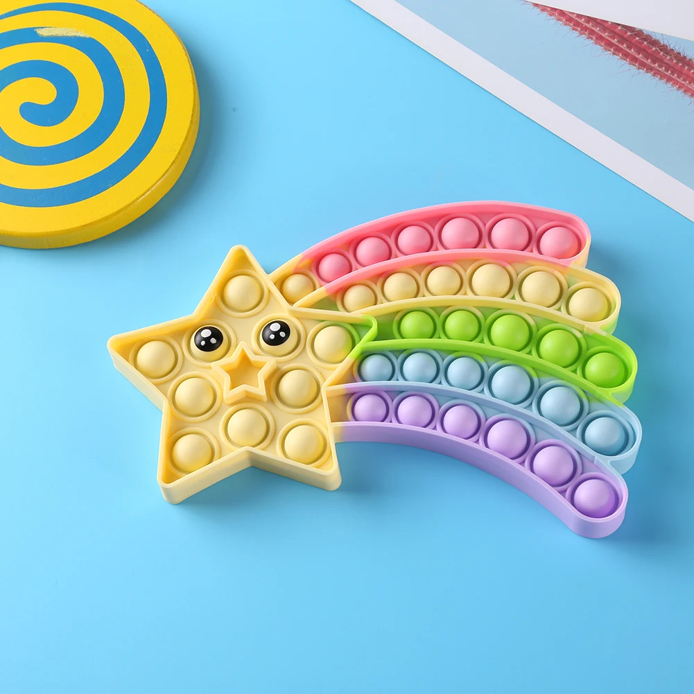 

Star Shaped Fidget Reliver Stress Toy Rainbow Push Bubble Star Toy Autism Special Need Relief Stress Adult Children Desktop Game