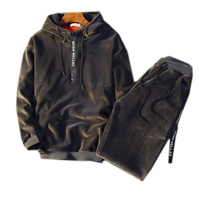 Мужская Велюровая Повседневная Толстовка спортивный костюм для спортзала