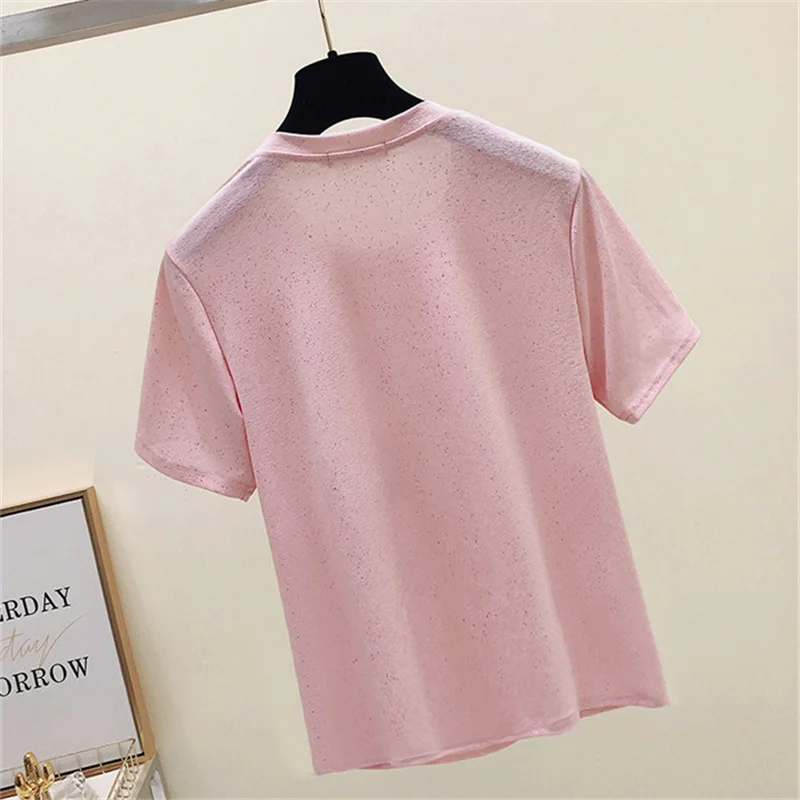 Летняя женская хлопковая футболка с коротким рукавом и буквенным принтом