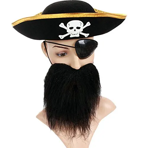

Halloween Cosplay The ship Pirate Captain Accessories (pirate hat + glasses + beard)
