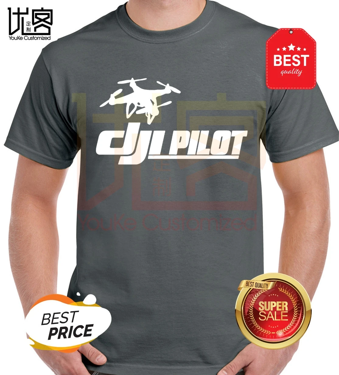 Футболка Dji Pilot мужская с графическим принтом Классическая тенниска в стиле