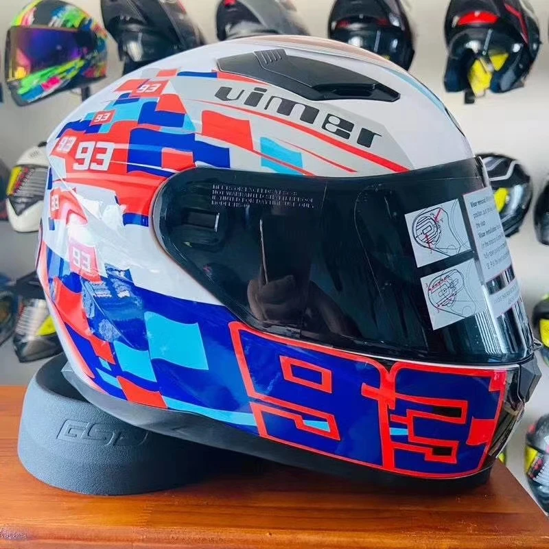 Мотоциклетный шлем VIMER на все лицо профессиональный гоночный в горошек для