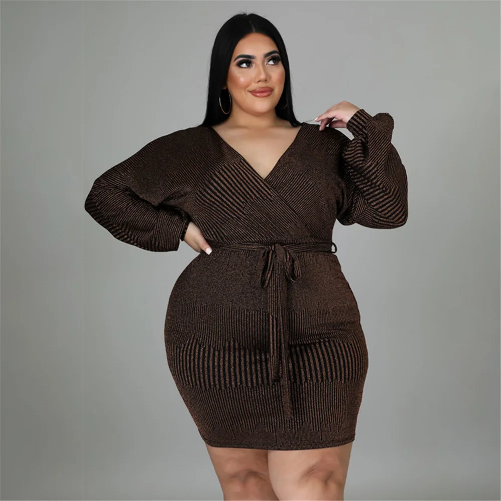 

Женская одежда с завышенной талией, коричневый пуловер, сексуальное платье, Оптовая продажа, Прямая поставка