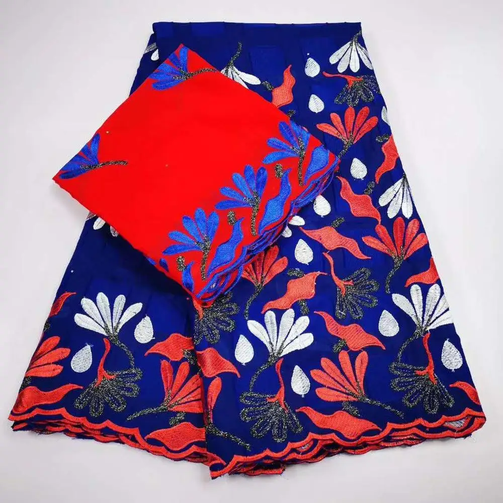 Цветная 2 в 1 хлопковая ткань Швейцарии вышитая камнями tissu africain brode coton guinea brocade для