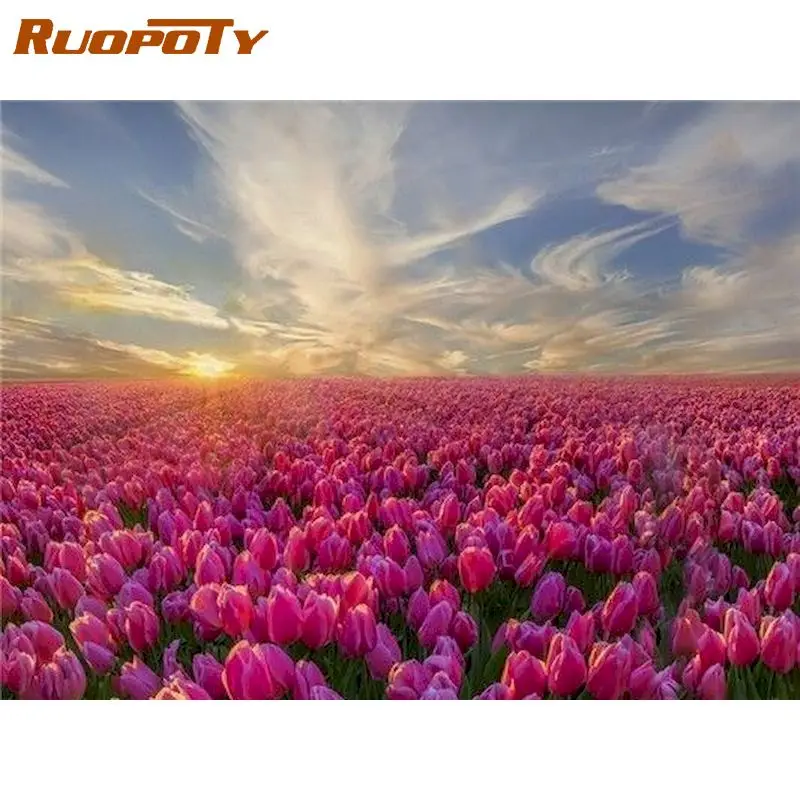 

RUOPOTY 60x75cm Diy Frame Painting By Number Flower Sea Modern Canvas Picture By Numbers Acrylic Paint On Canvas For Home Art