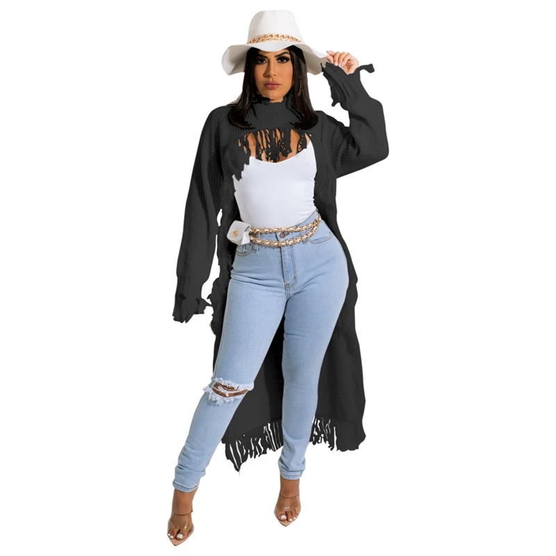 

Knitted Sweater Women Autumn Winter Clothes Streetwear Pullover Long Sleeve Top Ladies Korean Style Tassels Oversized Sweater